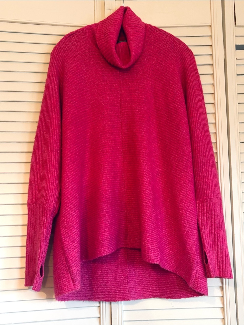 Cece Hot Pink Oversized Turtleneck Sweater Medium M